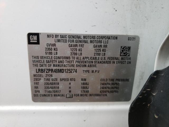 LRBFZPR48MD125274 - 2021 BUICK ENVISION ESSENCE WHITE photo 13
