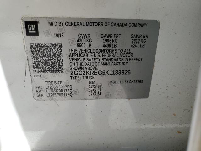 2GC2KREG5K1133826 - 2019 CHEVROLET SILVERADO K2500 HEAVY DUTY WHITE photo 12