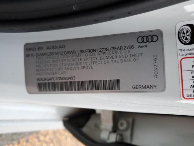 WAUFGAFC1GN083493 - 2016 AUDI A6 PREMIUM PLUS WHITE photo 12