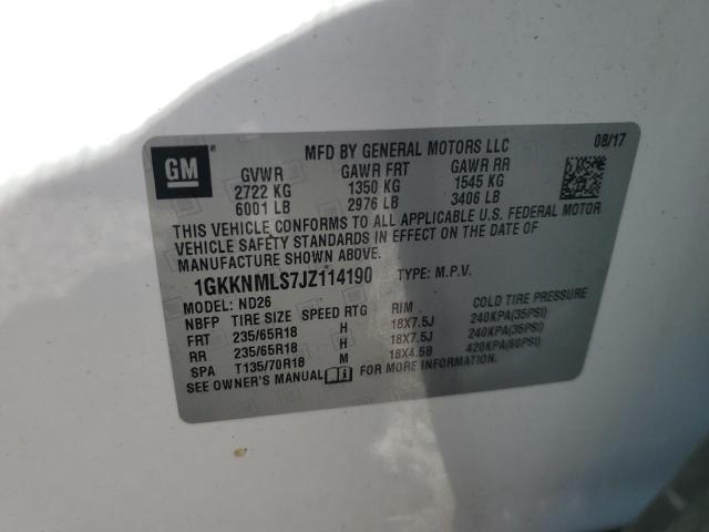 1GKKNMLS7JZ114190 - 2018 GMC ACADIA SLT-1 WHITE photo 13