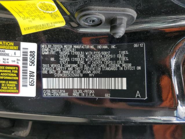 5TDYK3DC5CS266618 - 2012 TOYOTA SIENNA XLE 黑色 照片 13