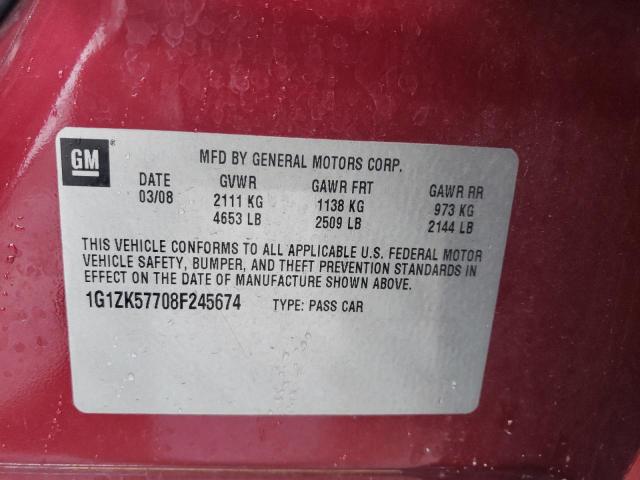 1G1ZK57708F245674 - 2008 CHEVROLET MALIBU LTZ ბურგუნდია ფოტო 13