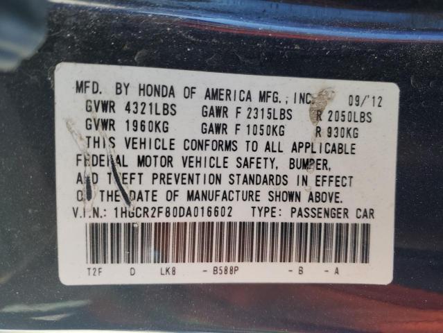 1HGCR2F80DA016602 - 2013 HONDA ACCORD EXL 蓝色 照片 12