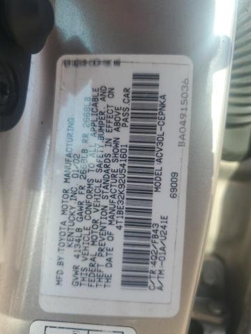 4T1BE32K92U541601 - 2002 TOYOTA CAMRY LE TAN photo 12