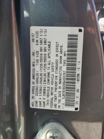 5J8TB18208A000767 - 2008 ACURA RDX GRAY photo 13