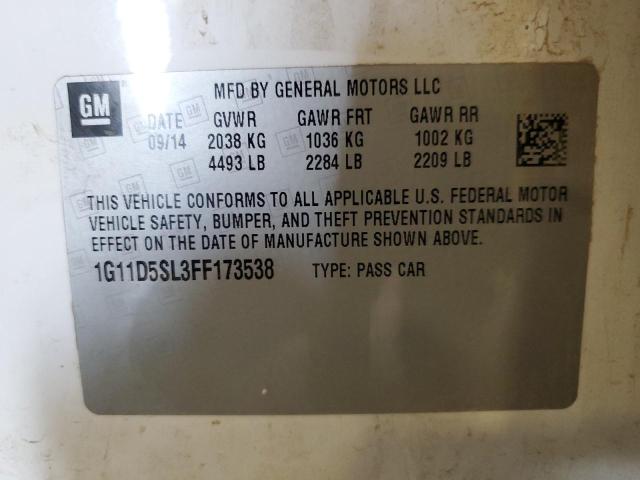 1G11D5SL3FF173538 - 2015 CHEVROLET MALIBU 2LT WHITE photo 12