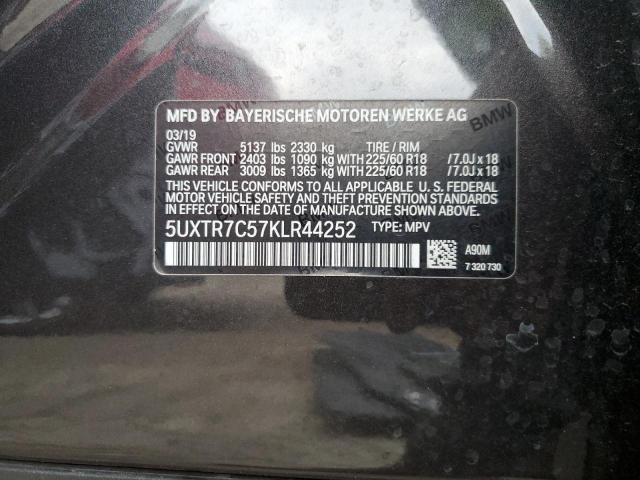 5UXTR7C57KLR44252 - 2019 BMW X3 SDRIVE30I CHARCOAL photo 12