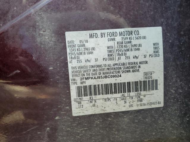 2FMPK4J85JBC09024 - 2018 FORD EDGE SEL MAROON photo 13