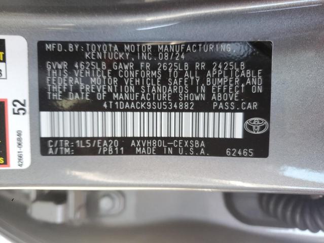 4T1DAACK9SU534882 - 2025 TOYOTA CAMRY XSE ნაცრისფერი ფოტო 12