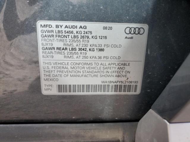 WA1BNAFY5L2108193 - 2020 AUDI Q5 PREMIUM PLUS CHARCOAL photo 12