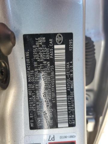 4T1BF1FK4GU196755 - 2016 TOYOTA CAMRY LE GRAY photo 12