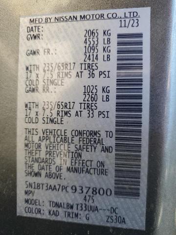 5N1BT3AA7PC937800 - 2023 NISSAN ROGUE S GRAY photo 12