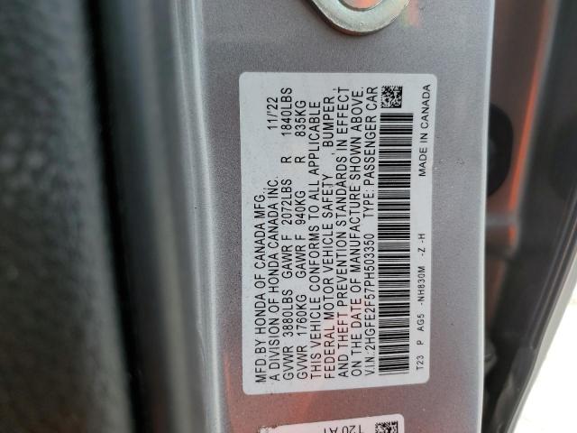 2HGFE2F57PH503350 - 2023 HONDA CIVIC SPORT 银色 照片 12