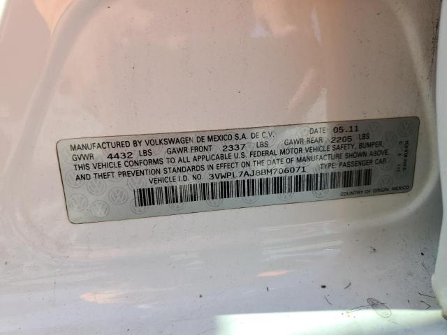 3VWPL7AJ8BM706071 - 2011 VOLKSWAGEN JETTA TDI WHITE photo 13
