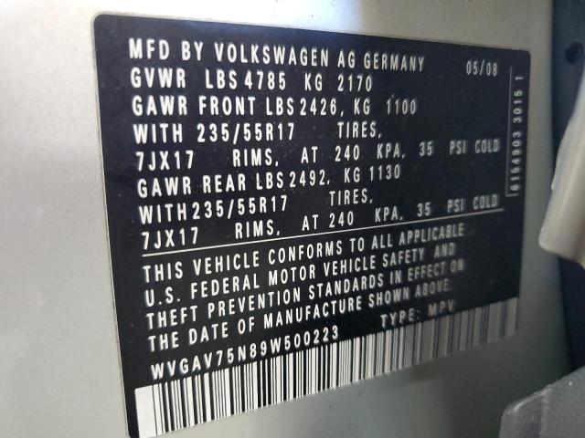 WVGAV75N89W500223 - 2009 VOLKSWAGEN TIGUAN S SILVER photo 13