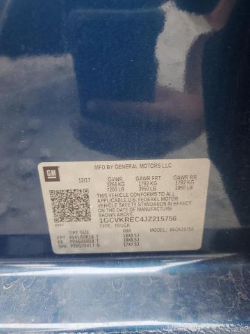 1GCVKREC4JZ215756 - 2018 CHEVROLET SILVERADO K1500 LT ლურჯი ფოტო 12