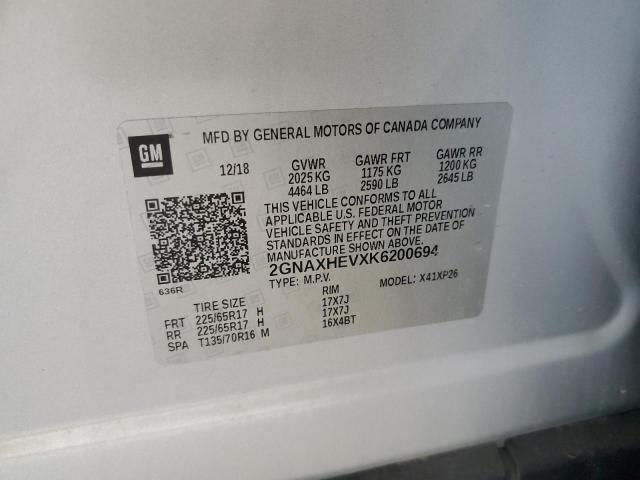 2GNAXHEVXK6200694 - 2019 CHEVROLET EQUINOX LS Күміс фото 14