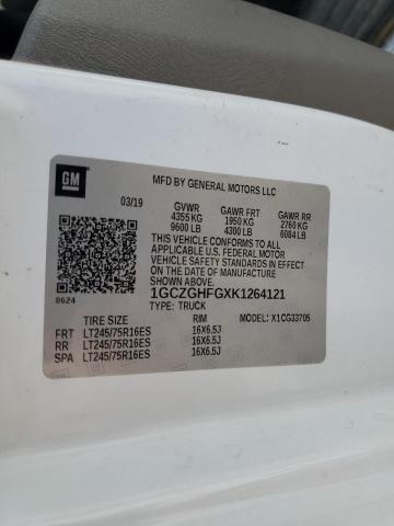 1GCZGHFGXK1264121 - 2019 CHEVROLET EXPRESS G3 Blanco foto 12