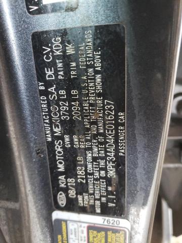 3KPF34AD4KE016237 - 2019 KIA FORTE GT LINE CHARCOAL photo 13