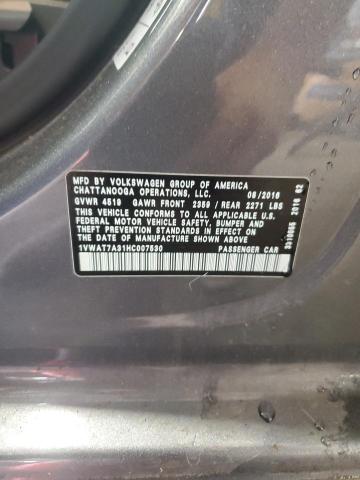 1VWAT7A31HC007530 - 2017 VOLKSWAGEN PASSAT S GRAY photo 12