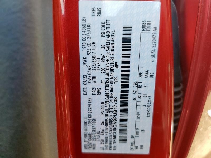 1FMCU0GN9PUB17738 - 2023 FORD ESCAPE ACTIVE RED photo 13