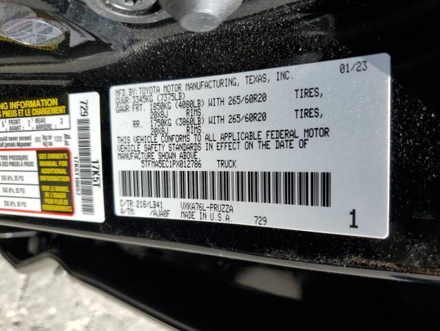 5TFMA5EC1PX012786 - 2023 TOYOTA TUNDRA CREWMAX PLATINUM Schwarz Foto 12