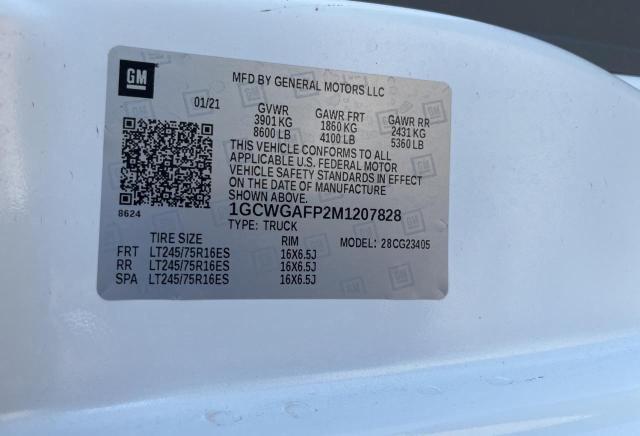 1GCWGAFP2M1207828 - 2021 CHEVROLET EXPRESS G2 WHITE photo 10