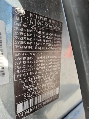 SALWR2WF9EA383888 - 2014 LAND ROVER RANGE ROVE HSE GRAY photo 14