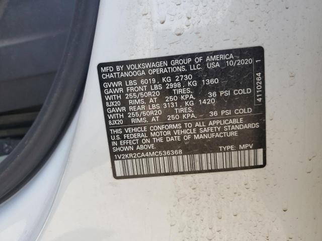 1V2KR2CA4MC536368 - 2021 VOLKSWAGEN ATLAS SE أبيض صورة 13