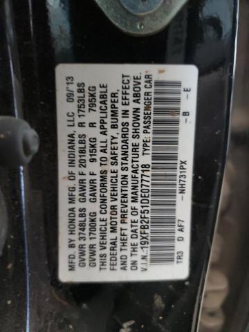 19XFB2F51DE077718 - 2013 HONDA CIVIC LX BLACK photo 12