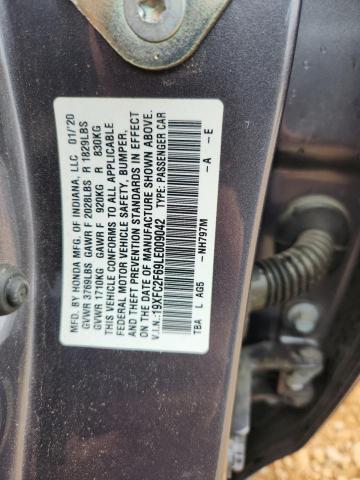 19XFC2F69LE009042 - 2020 HONDA CIVIC LX GRAY photo 12