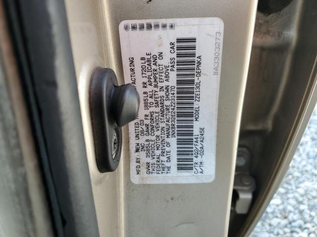 1NXBR32E24Z231470 - 2004 TOYOTA COROLLA CE 棕色 照片 12