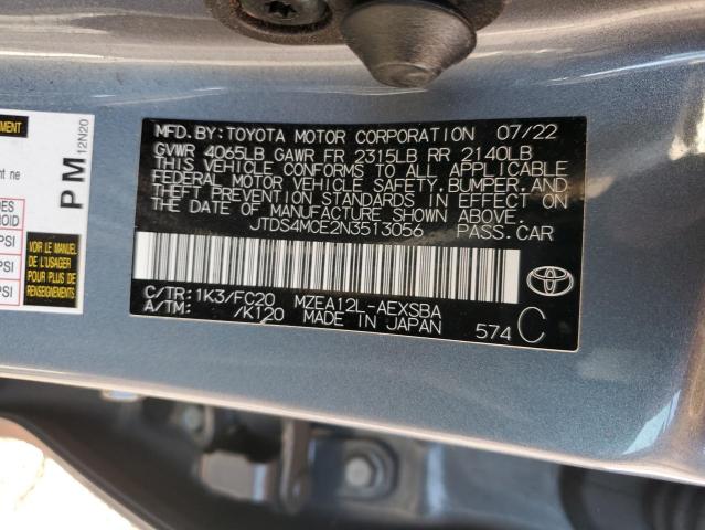 JTDS4MCE2N3513056 - 2022 TOYOTA COROLLA SE 石墨色 照片 13