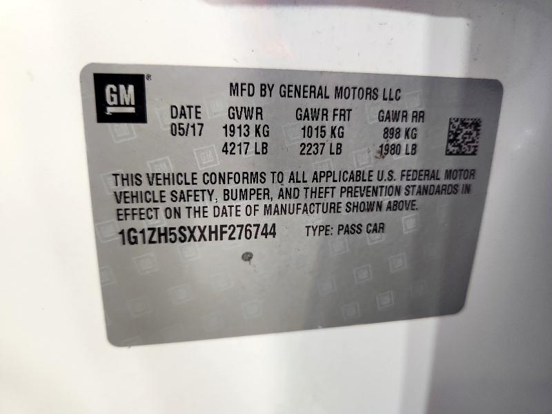 1G1ZH5SXXHF276744 - 2017 CHEVROLET MALIBU PREMIER WHITE photo 12