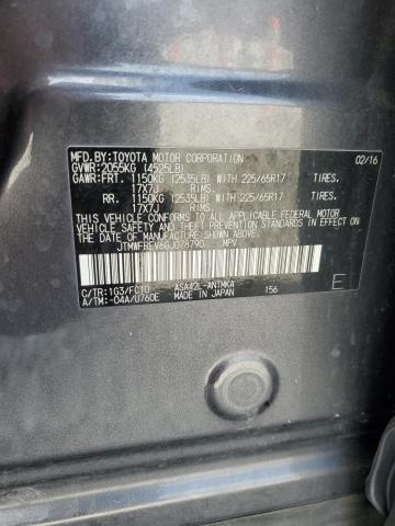 JTMWFREV6GJ078790 - 2016 TOYOTA RAV4 XLE GRAY photo 12