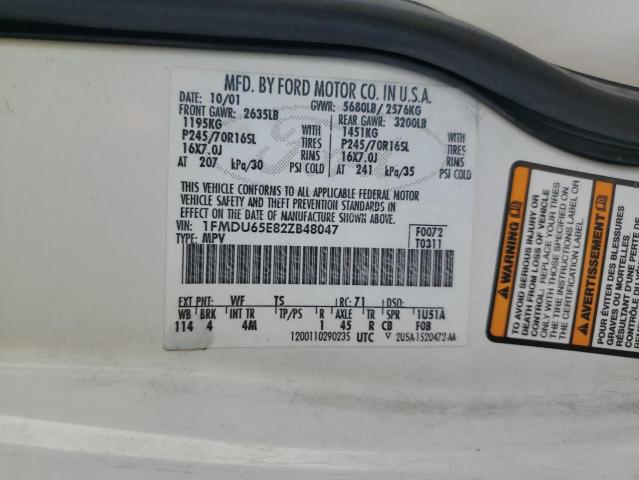 1FMDU65E82ZB48047 - 2002 FORD EXPLORER LIMITED Ақ фото 13