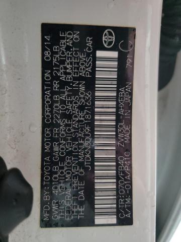 JTDKN3DU9F1871636 - 2015 TOYOTA PRIUS 白色 照片 13