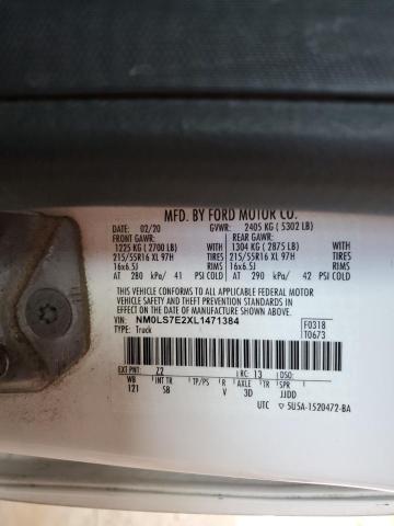 NM0LS7E2XL1471384 - 2020 FORD TRANSIT CONNECT XL 白色 照片 13