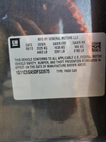 1G11C5SA5DF322675 - 2013 CHEVROLET MALIBU 1LT GRAY photo 13