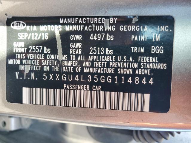 5XXGU4L35GG114844 - 2016 KIA OPTIMA EX GRAY photo 12