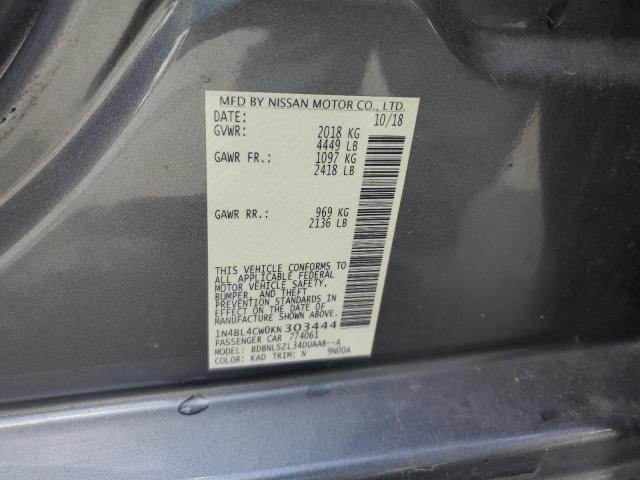 1N4BL4CW0KN303444 - 2019 NISSAN ALTIMA SR Gris photo 12