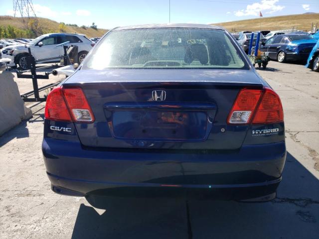 JHMES95665S003030 - 2005 HONDA CIVIC HYBRID BLUE photo 6