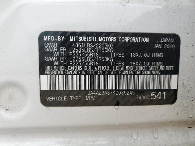 JA4AZ3A37KZ039245 - 2019 MITSUBISHI OUTLANDER SE თეთრი ფოტო 14