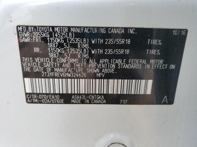 2T3YFREV6HW324426 - 2017 TOYOTA RAV4 LIMITED WHITE photo 14