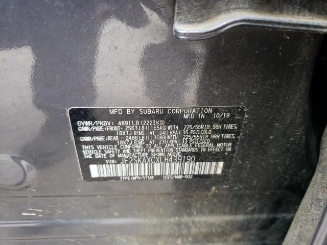 JF2SKAXCXLH439190 - 2020 SUBARU FORESTER TOURING 灰色 照片 12