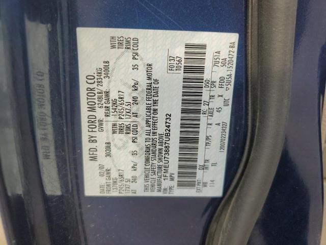 1FMEU73887UB24732 - 2007 FORD EXPLORER XLT Niebieski zdjęcie 13