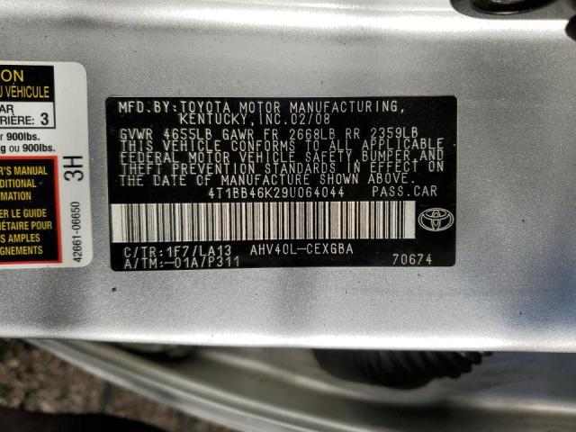 4T1BB46K29U064044 - 2009 TOYOTA CAMRY HYBRID SILVER photo 12