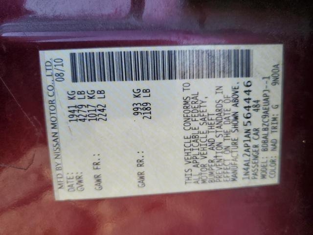 1N4AL2AP1AN564446 - 2010 NISSAN ALTIMA BASE 勃艮第红 照片 12