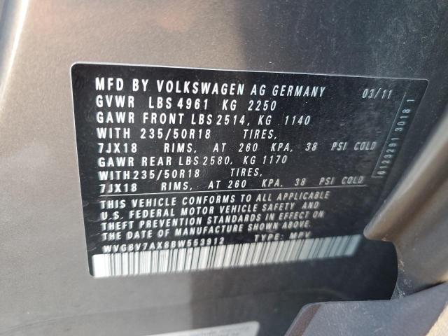 WVGBV7AX8BW553912 - 2011 VOLKSWAGEN TIGUAN S GRAY photo 13