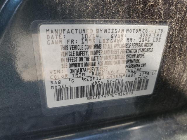 3N1AB7AP9EY316578 - 2014 NISSAN SENTRA S TEAL photo 13